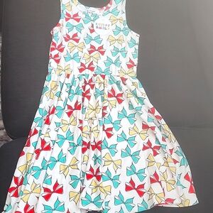 Dot Dot Smile Girls White Bow Print Tank Dress Size 7